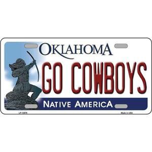 NCAA Go Cowboys Metal License Plate Football Oklahoma State New OSU Big12 Wall